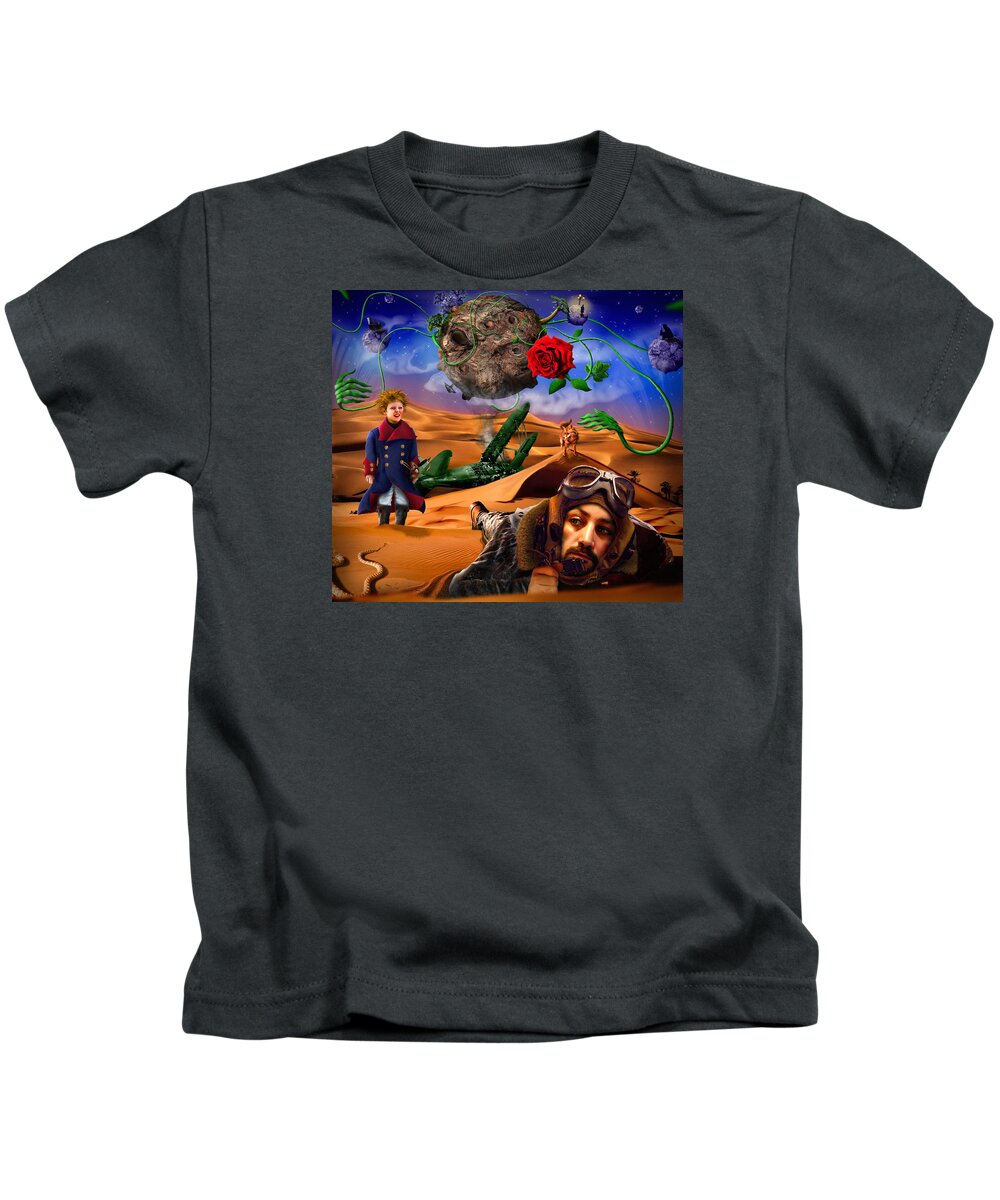 Little Prince Kids T-Shirt featuring the digital art The little prince - Le petit prince by Alessandro Della Pietra