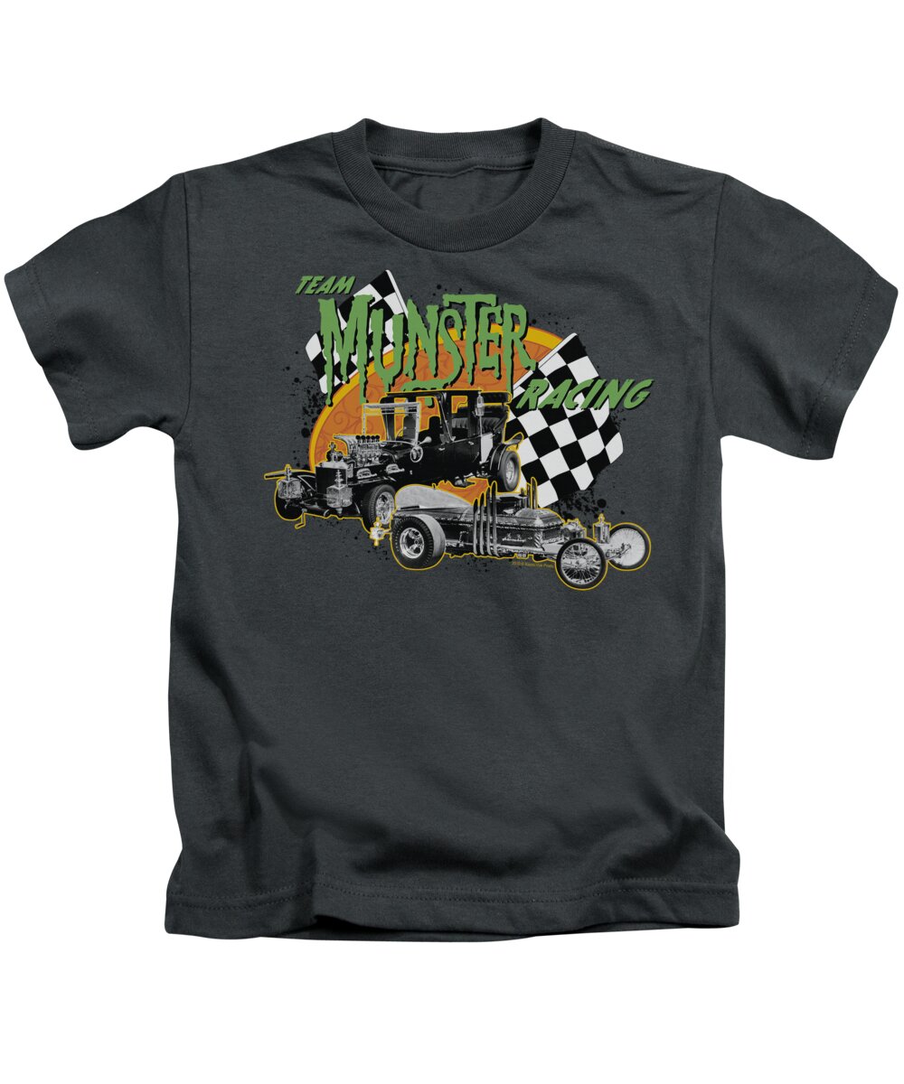 The Munsters Kids T-Shirt featuring the digital art The Munsters - Munster Racing by Brand A