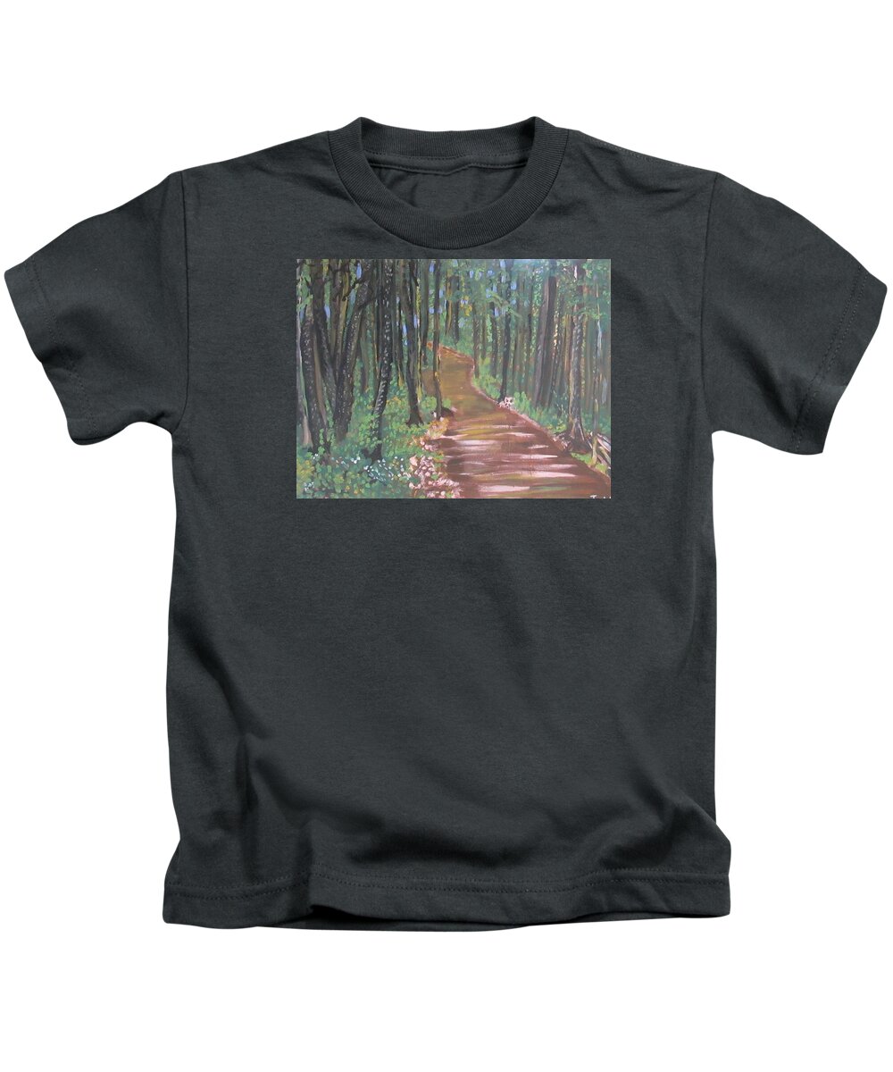 Forest Kids T-Shirt featuring the painting The Path Least Travelled by Jennylynd James