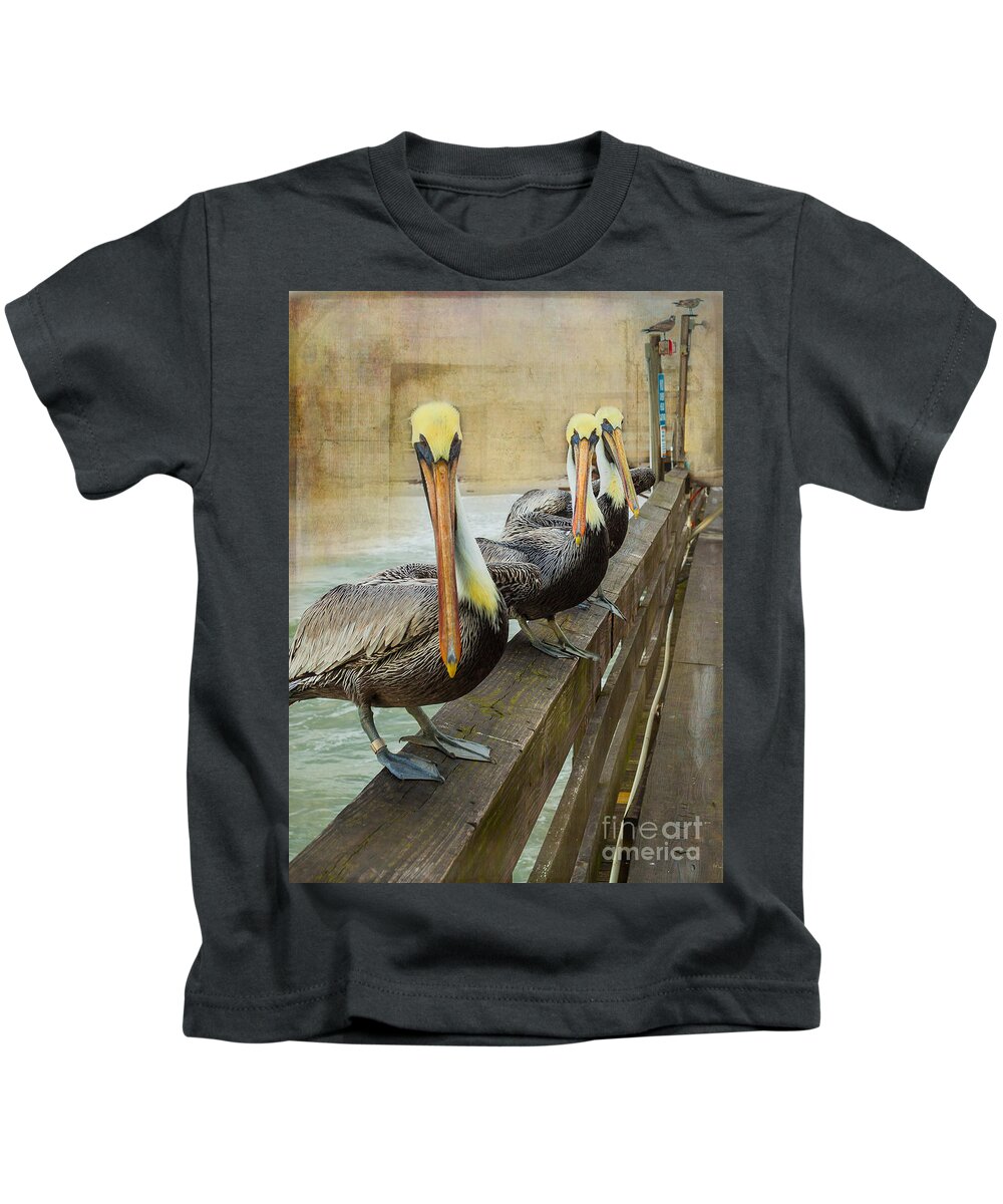 Nature Kids T-Shirt featuring the photograph The Pelican Gang by Steven Reed