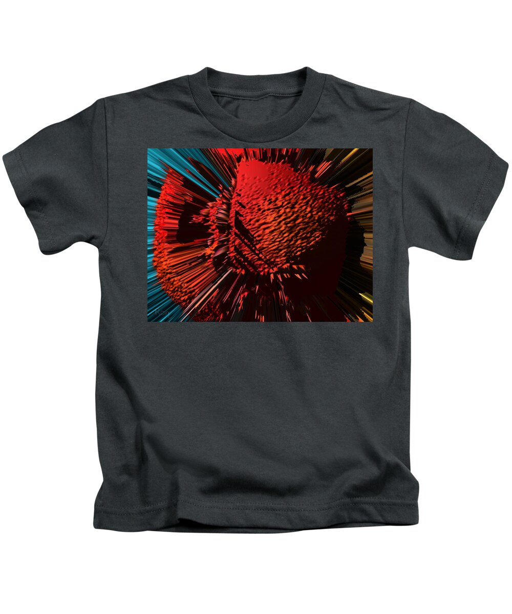 Digital Art Kids T-Shirt featuring the painting The red blob of courage by Robert Margetts
