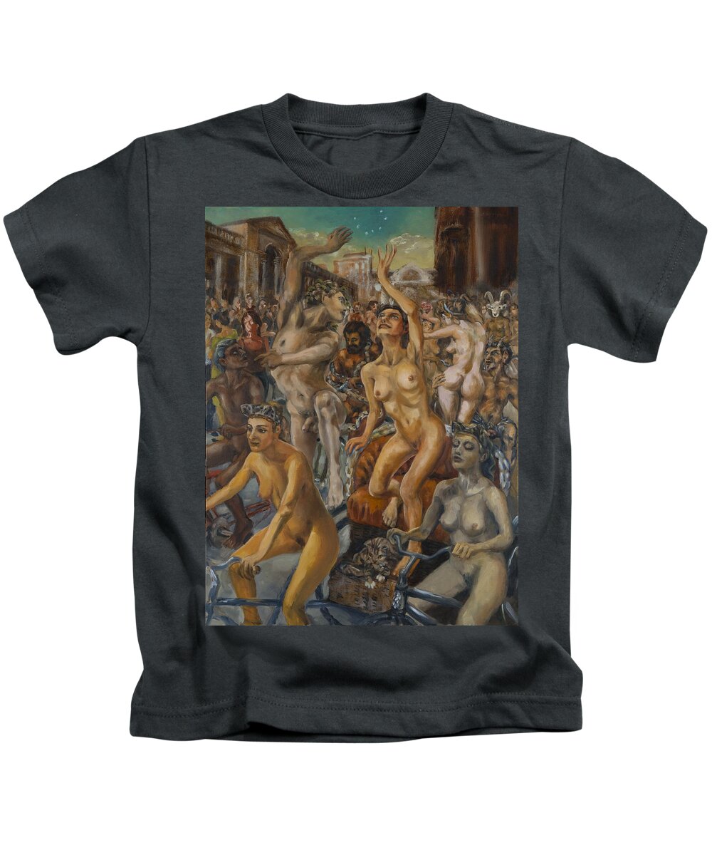 Bacchus And Ariadne Kids T-Shirt featuring the painting The triumph of Bacchus and Ariadne in Covent Garden by Peregrine Roskilly