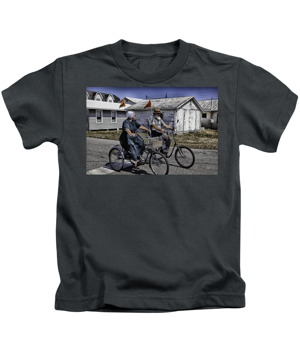 Bicycles Kids T-Shirt featuring the photograph The Two Of Us - Sarasota, Florida by Madeline Ellis