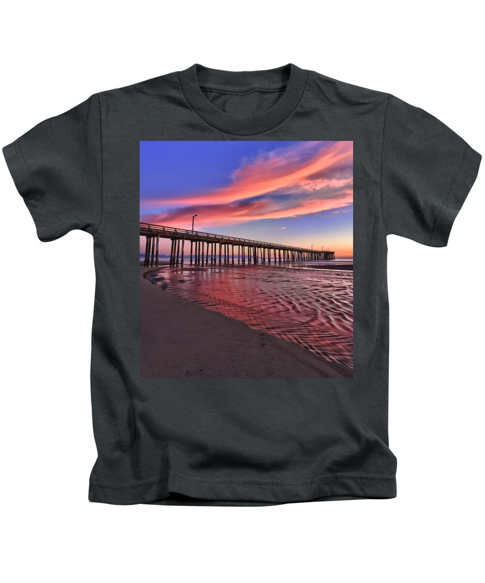 Sunset Kids T-Shirt featuring the photograph The Water Flows Red by Beth Sargent