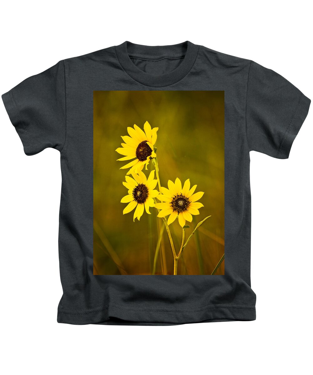 Black Eyed Susan Kids T-Shirt featuring the photograph A Trio Of Black Eyed Susans by Gary Slawsky