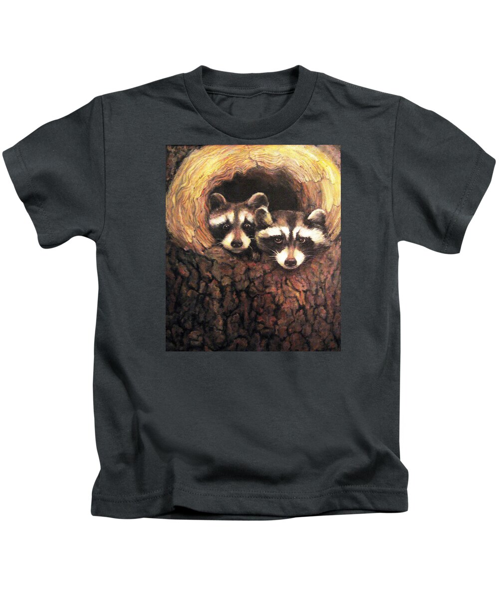 Nature Kids T-Shirt featuring the painting Three is a Crowd by Donna Tucker