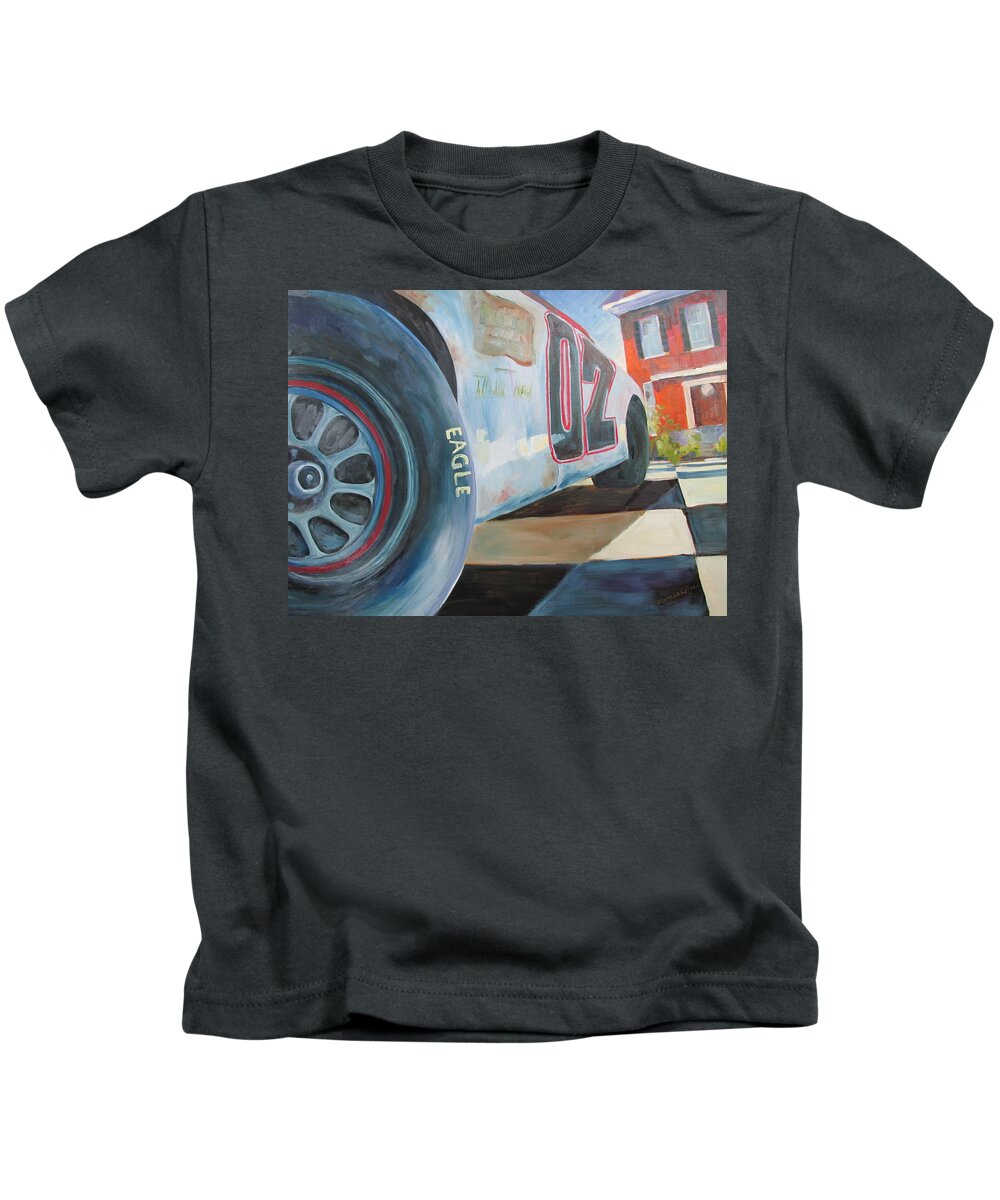 Nascar Kids T-Shirt featuring the painting Thunder Road by Susan Richardson
