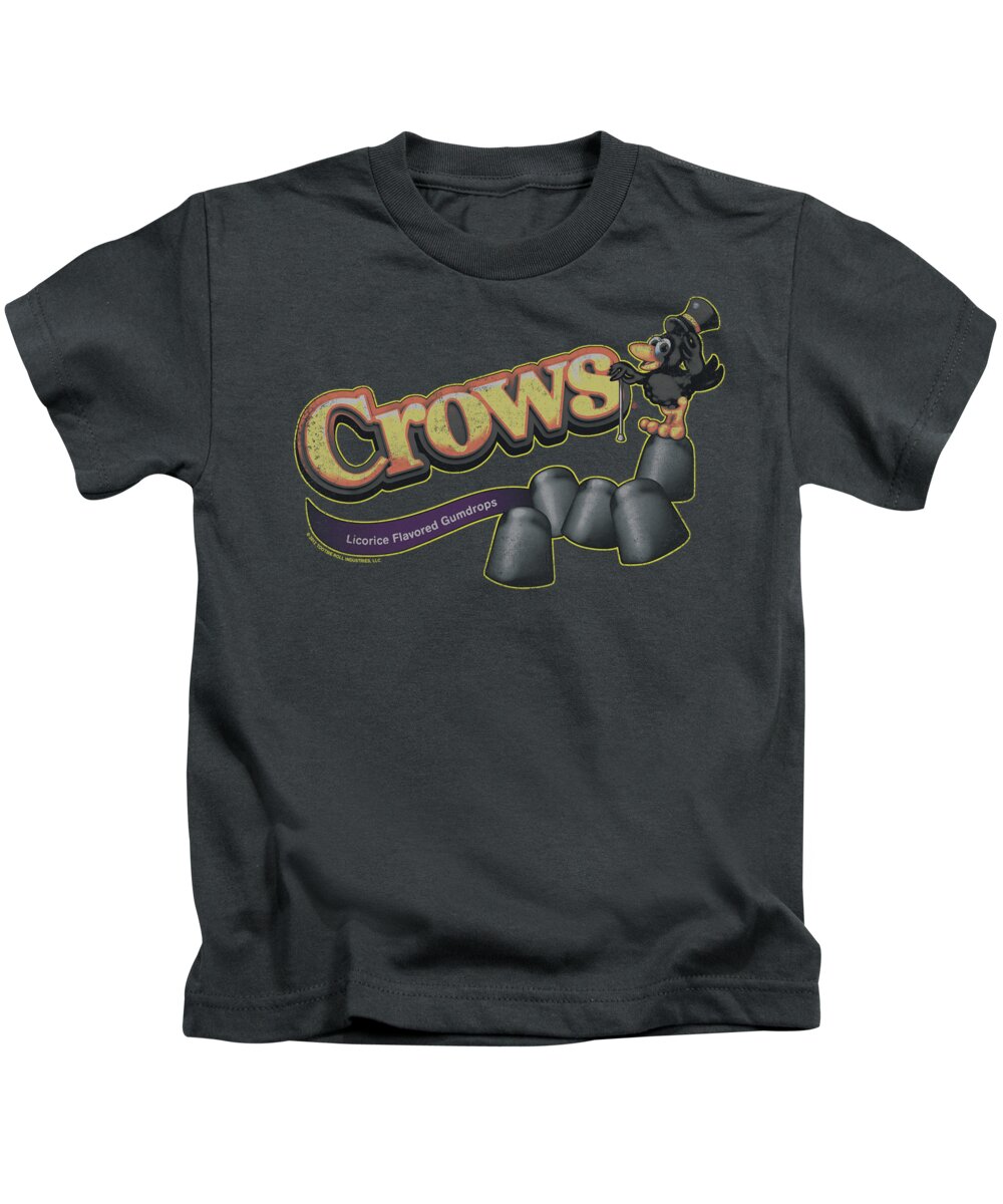 Tootsie Roll Kids T-Shirt featuring the digital art Tootise Roll - Crows by Brand A