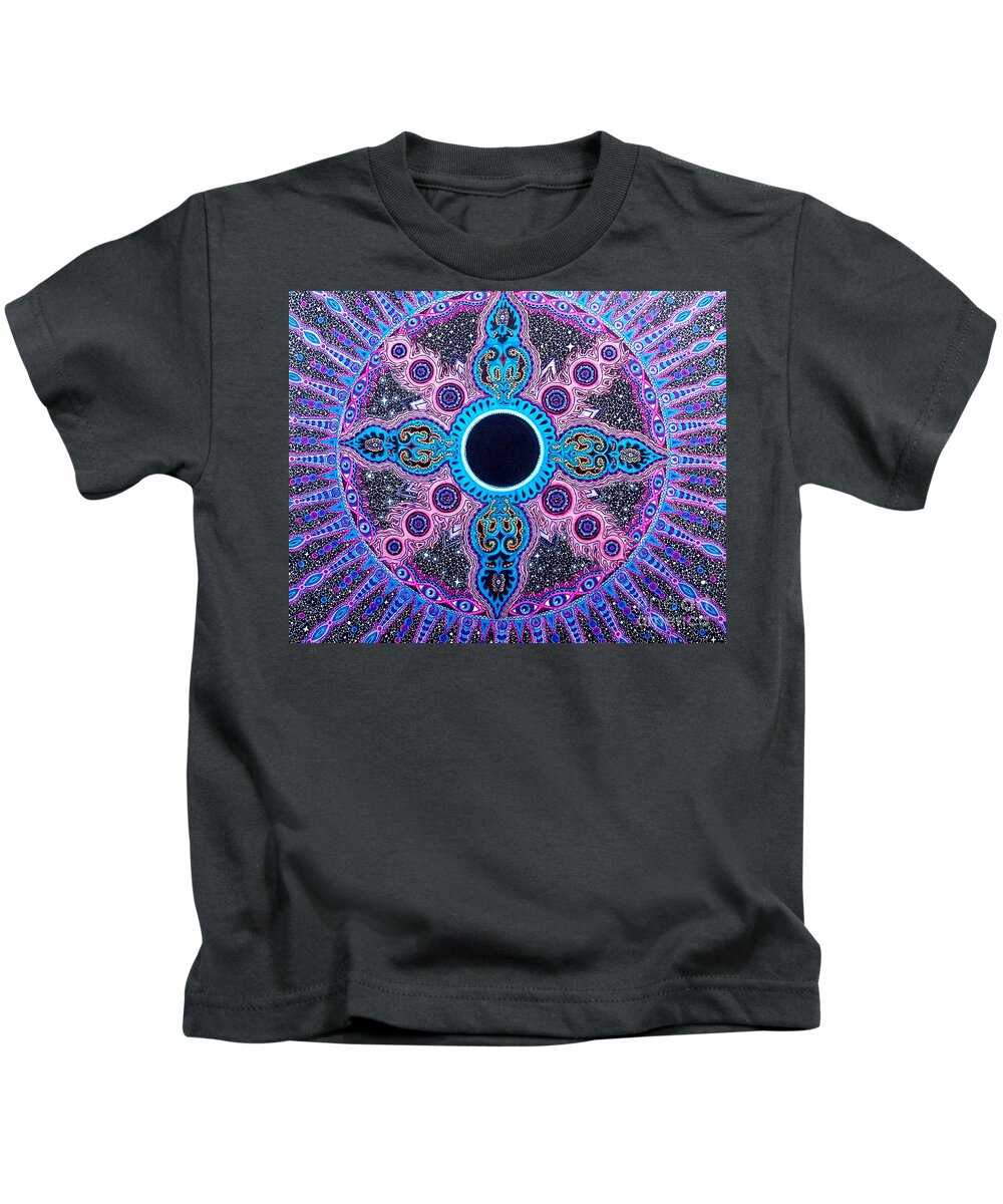 Void Kids T-Shirt featuring the drawing Tranquil Void by Baruska A Michalcikova