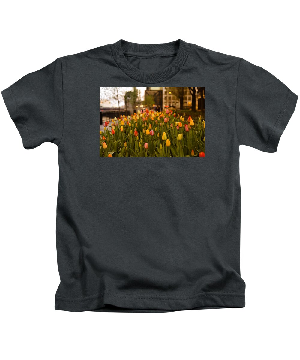 Chicago Kids T-Shirt featuring the photograph Tulips in Chicago by Miguel Winterpacht
