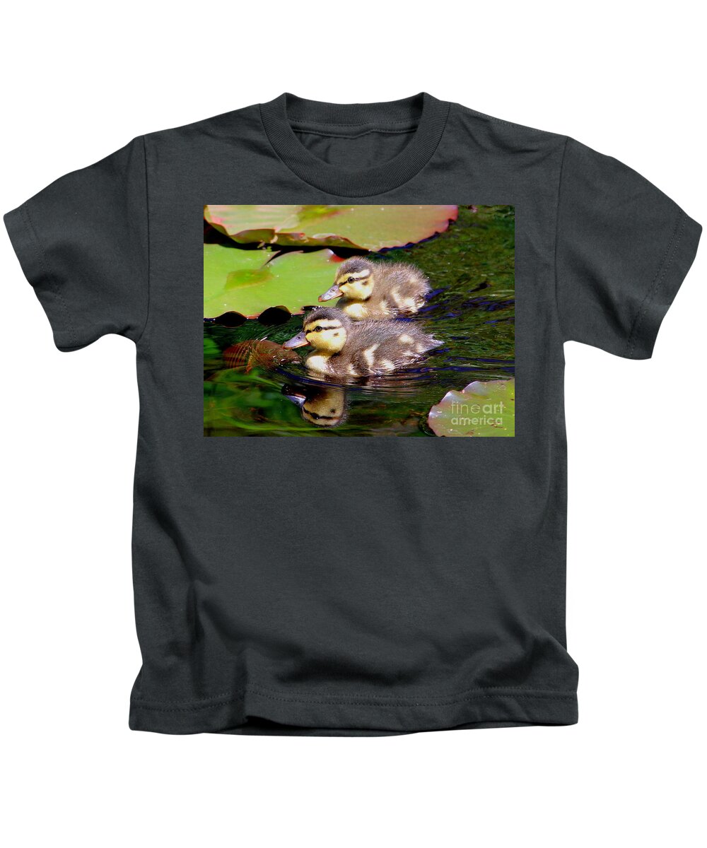 Ducklings Kids T-Shirt featuring the photograph Two Ducklings by Amanda Mohler