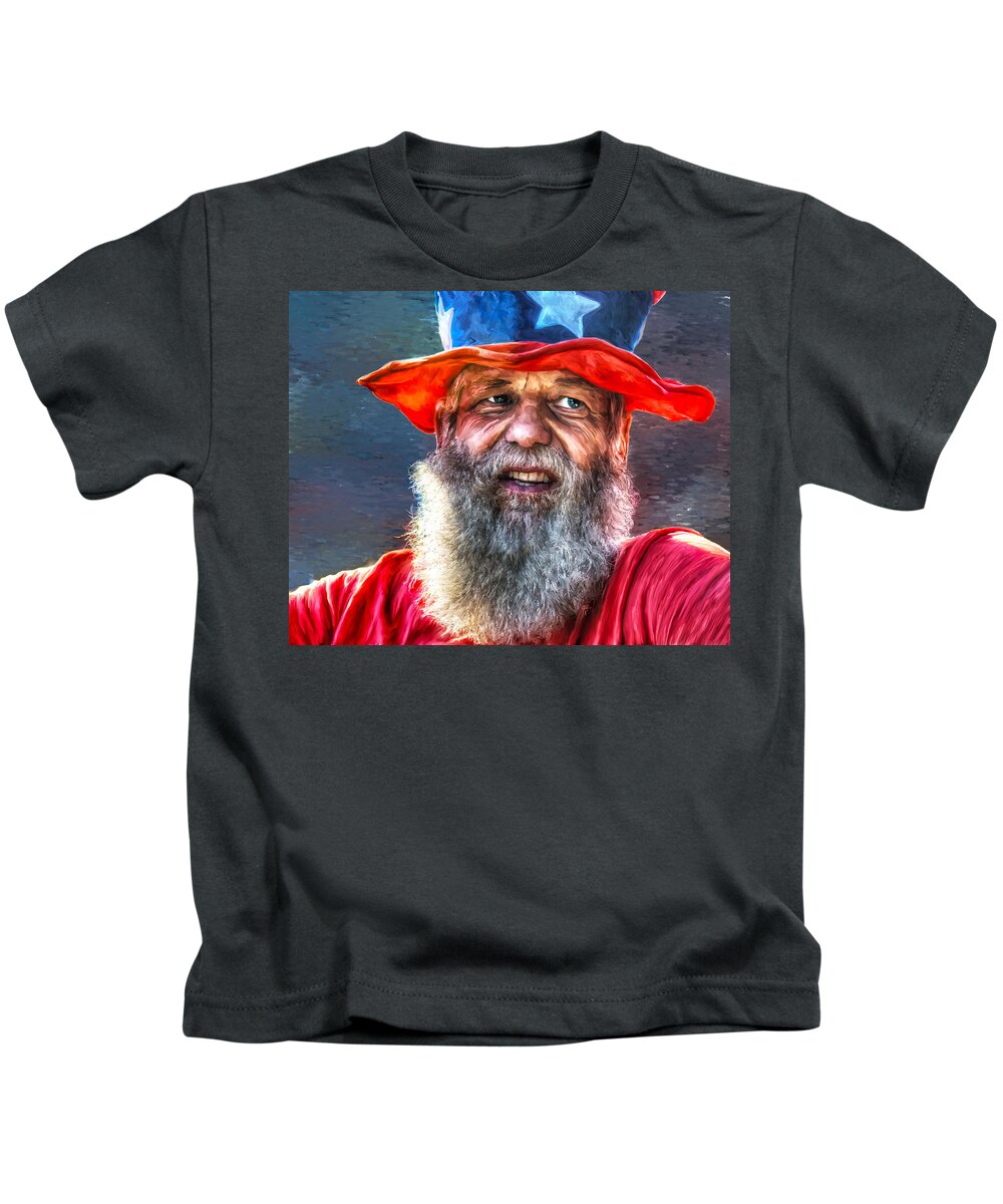 Portrait Kids T-Shirt featuring the painting Uncle Sam by Rick Mosher