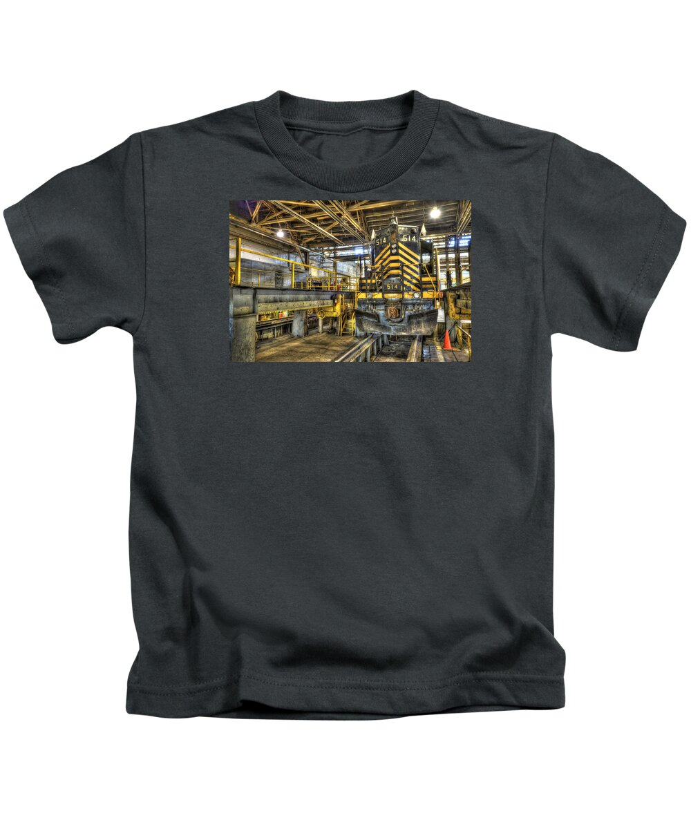 Railroad Kids T-Shirt featuring the photograph Under Repair by Paul W Faust - Impressions of Light