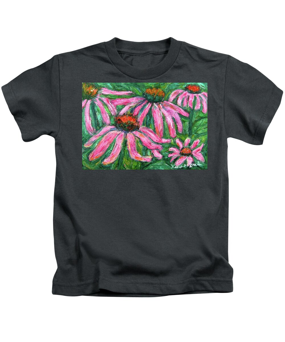 Flowers Kids T-Shirt featuring the painting Up Close and Magenta by Kendall Kessler