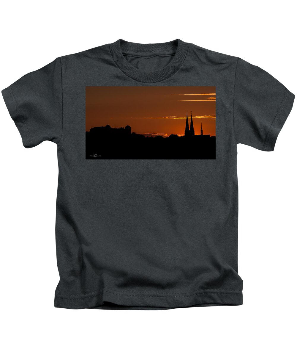Uppsala Skyline Kids T-Shirt featuring the photograph Uppsala Skyline by Torbjorn Swenelius