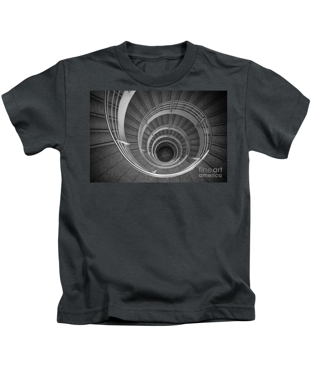 Architecture Kids T-Shirt featuring the photograph urban spiral - gray II by Hannes Cmarits