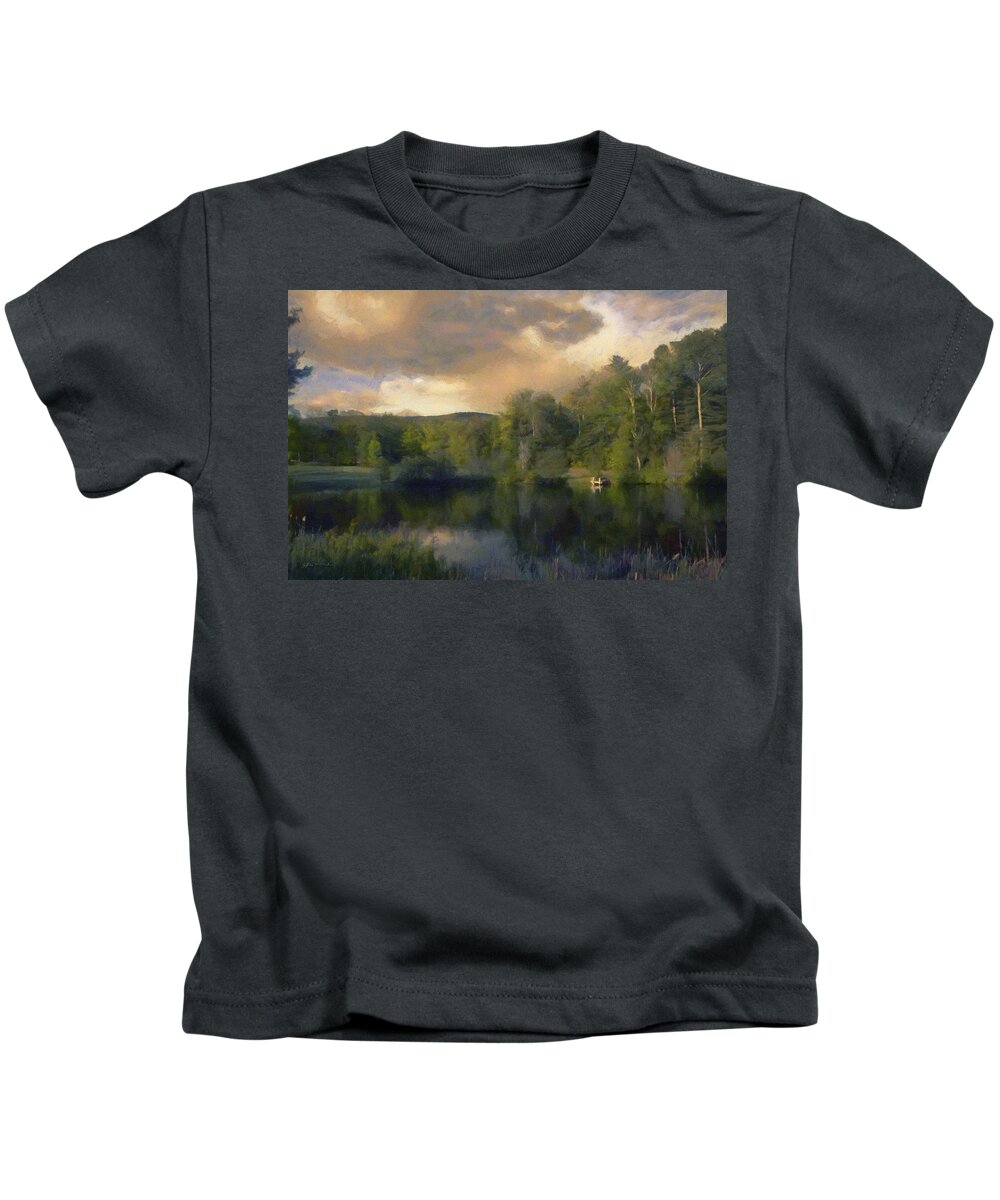 Vermont Kids T-Shirt featuring the painting Vermont Morning Reflection by Jeffrey Kolker