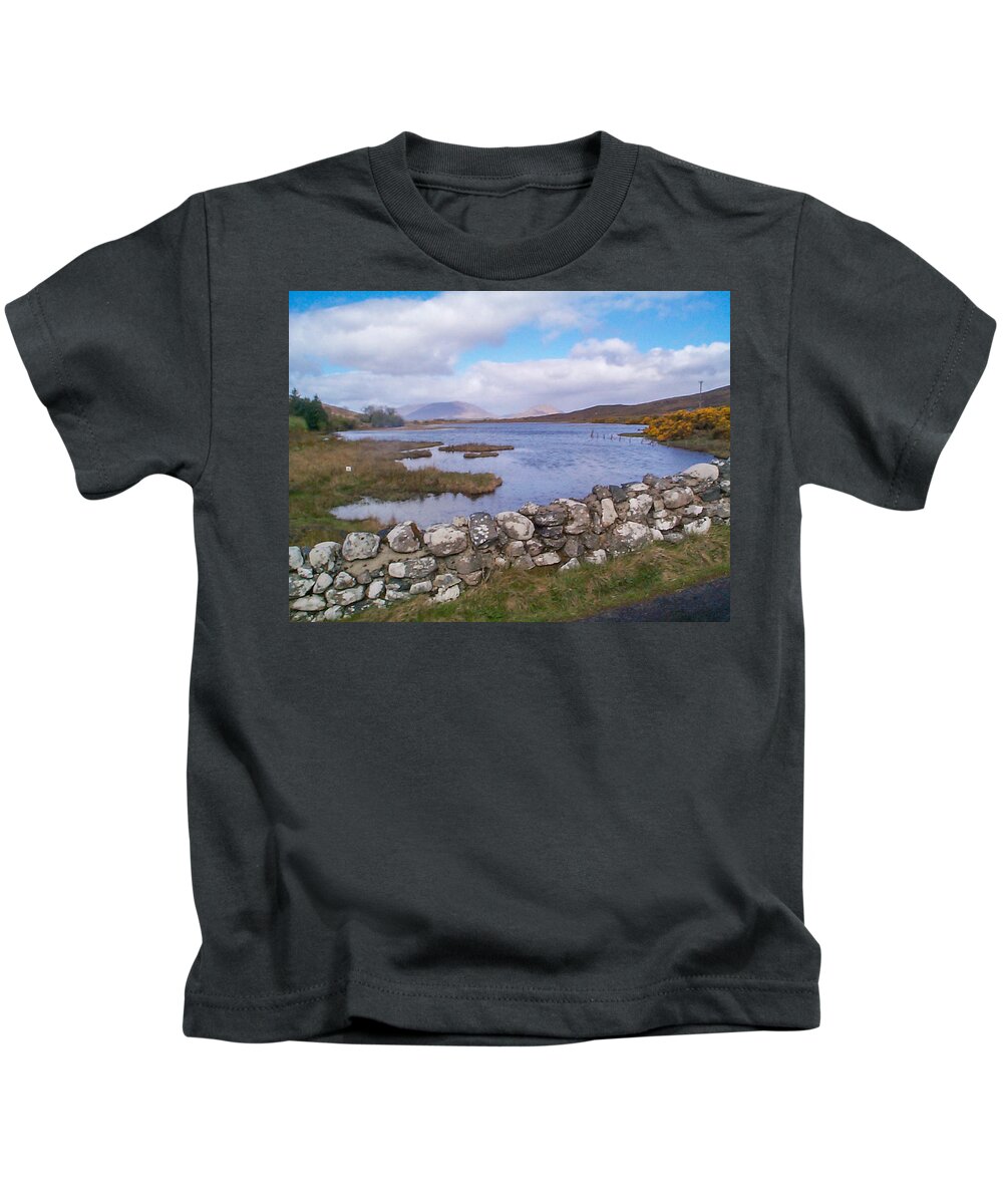 The Quiet Man Kids T-Shirt featuring the photograph View from Quiet Man Bridge Oughterard Ireland by Charles Kraus