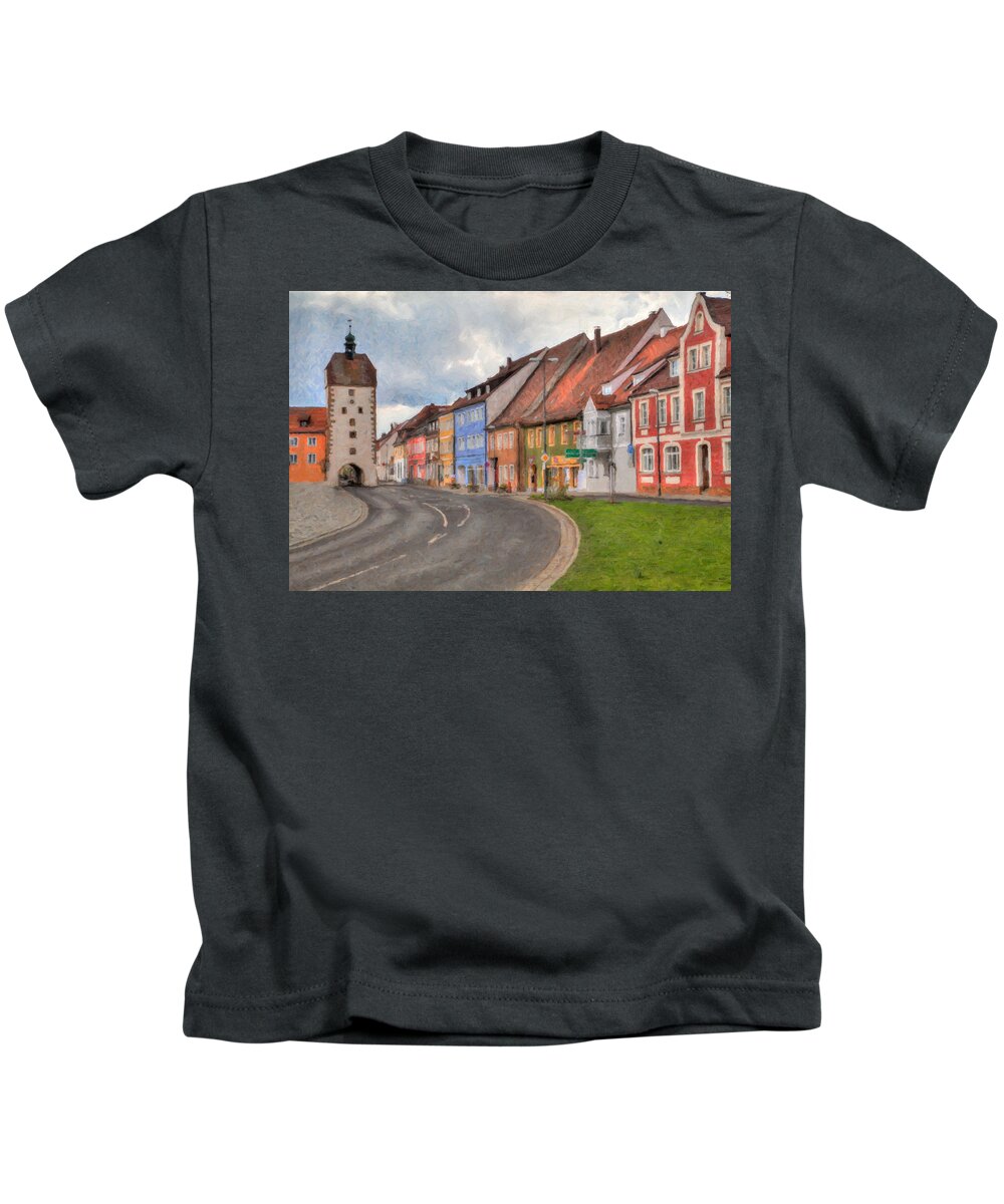 Vilseck Kids T-Shirt featuring the photograph Vilseck Marktplatz by Shirley Radabaugh
