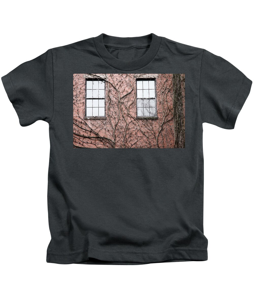 Boston Kids T-Shirt featuring the photograph Vines and Brick by Natalie Rotman Cote