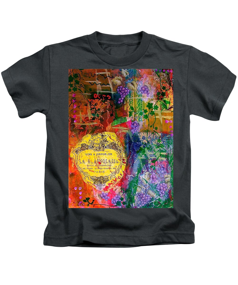 Collage Kids T-Shirt featuring the mixed media Vintner Label by Bellesouth Studio