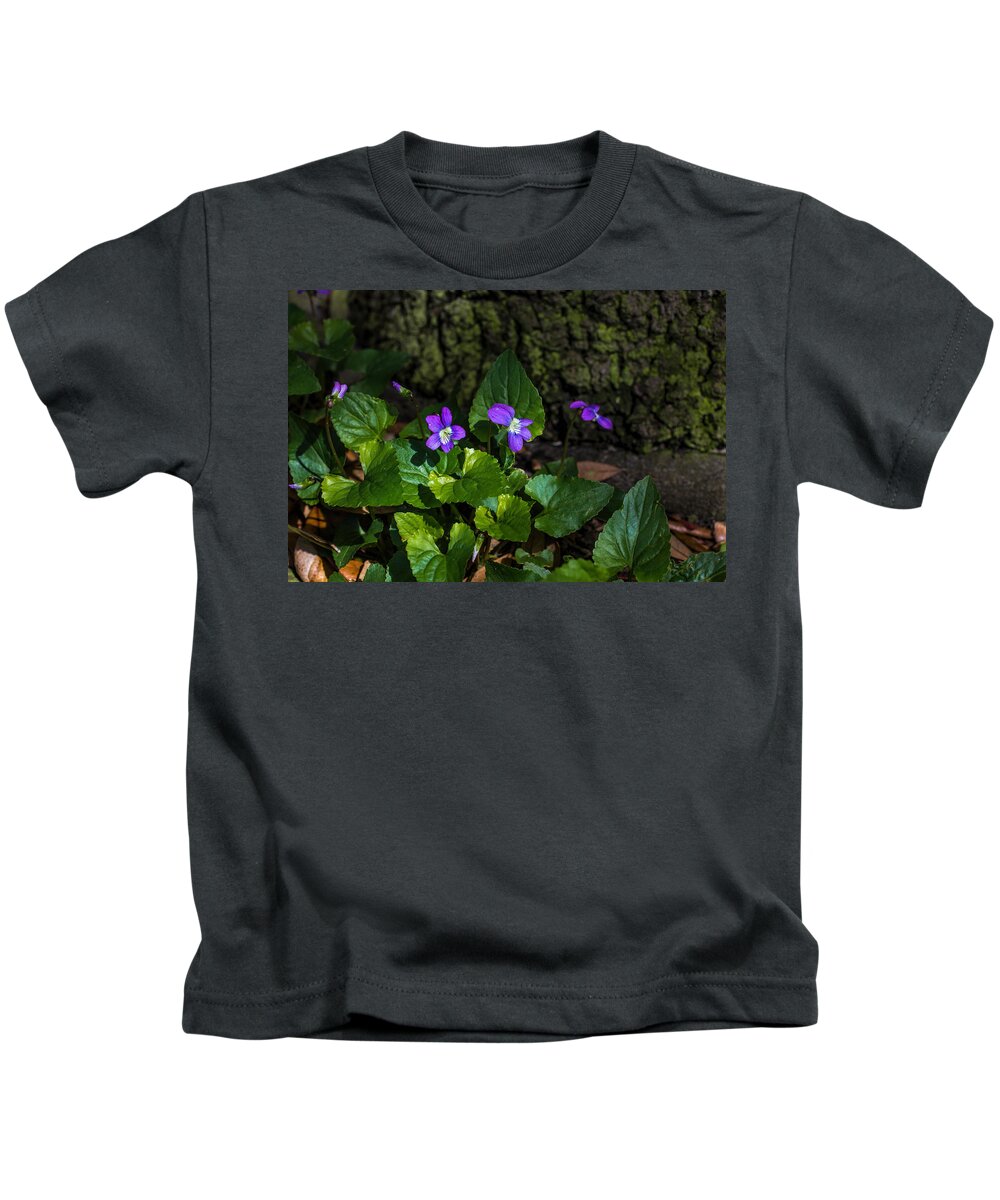 Violets Kids T-Shirt featuring the photograph Violets by Dorothy Cunningham