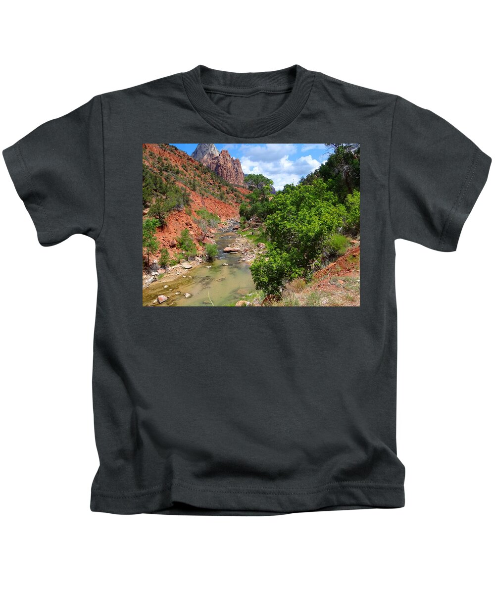 Zion Kids T-Shirt featuring the photograph Virgin River Zion National Park by Keith Stokes