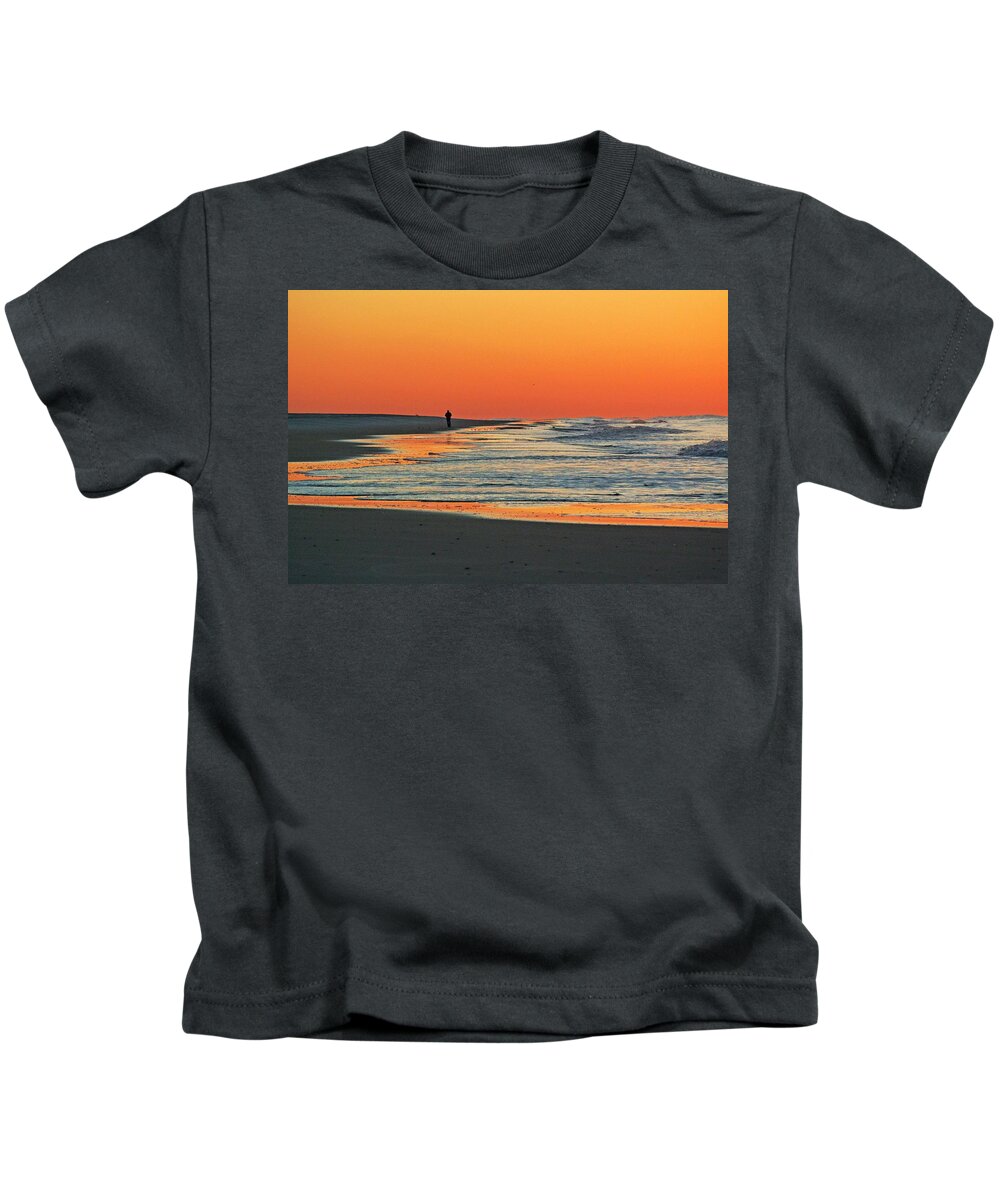 Palm Kids T-Shirt featuring the digital art Walking at Dawn by Michael Thomas