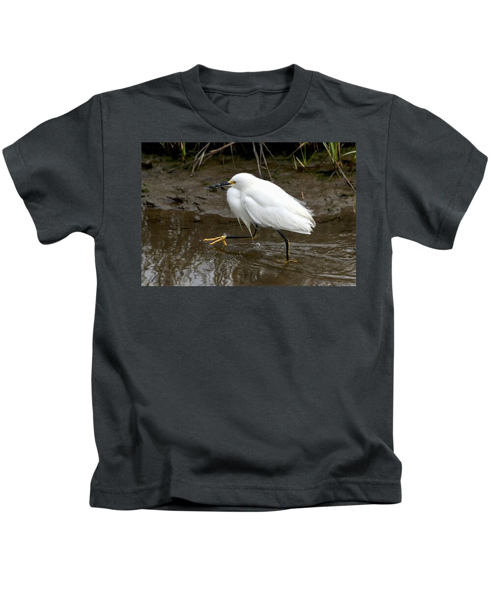 Texas Kids T-Shirt featuring the photograph Walking Egret by Carol Erikson