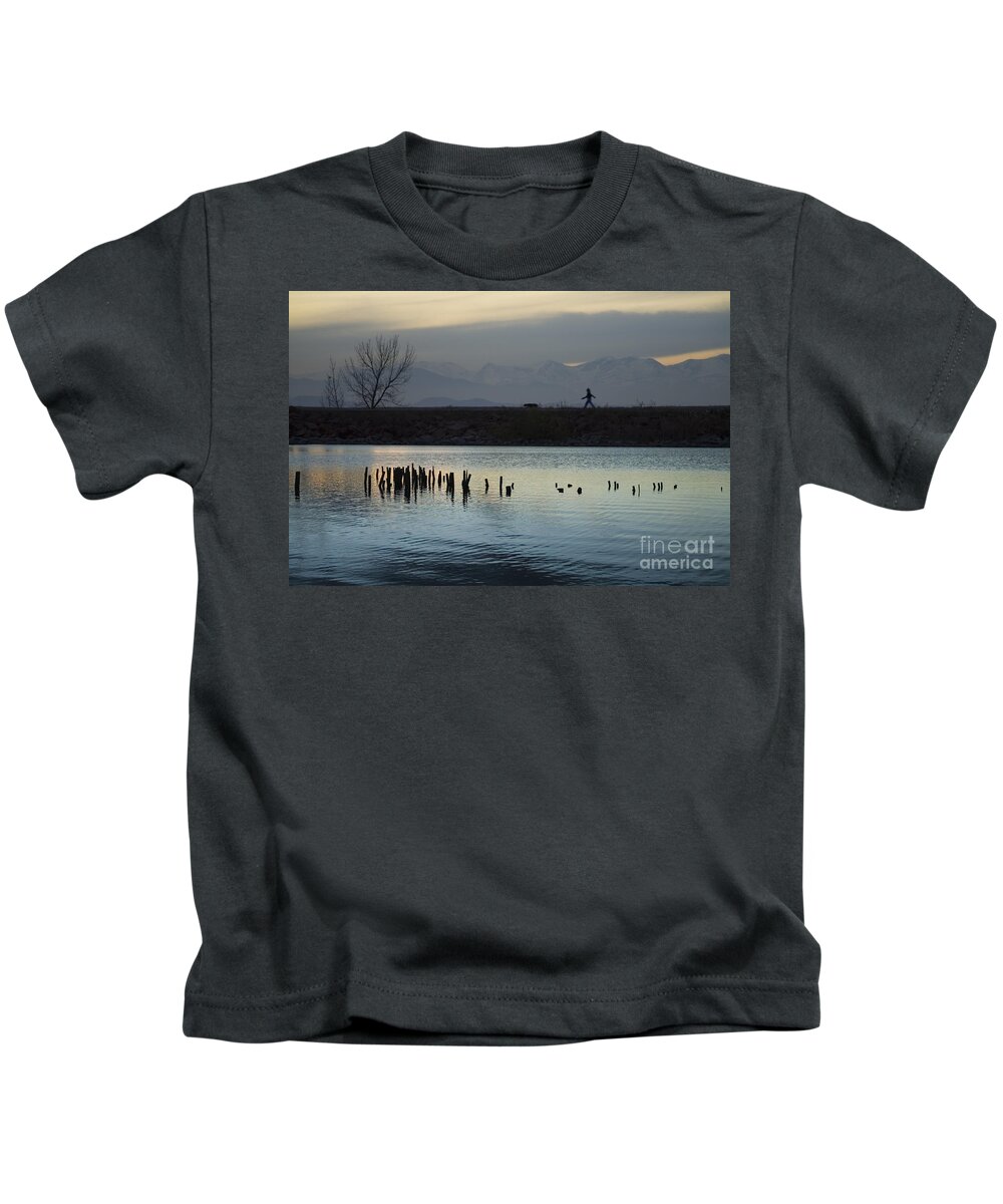 Silhouette Kids T-Shirt featuring the photograph Walking the Dog by Steven Krull