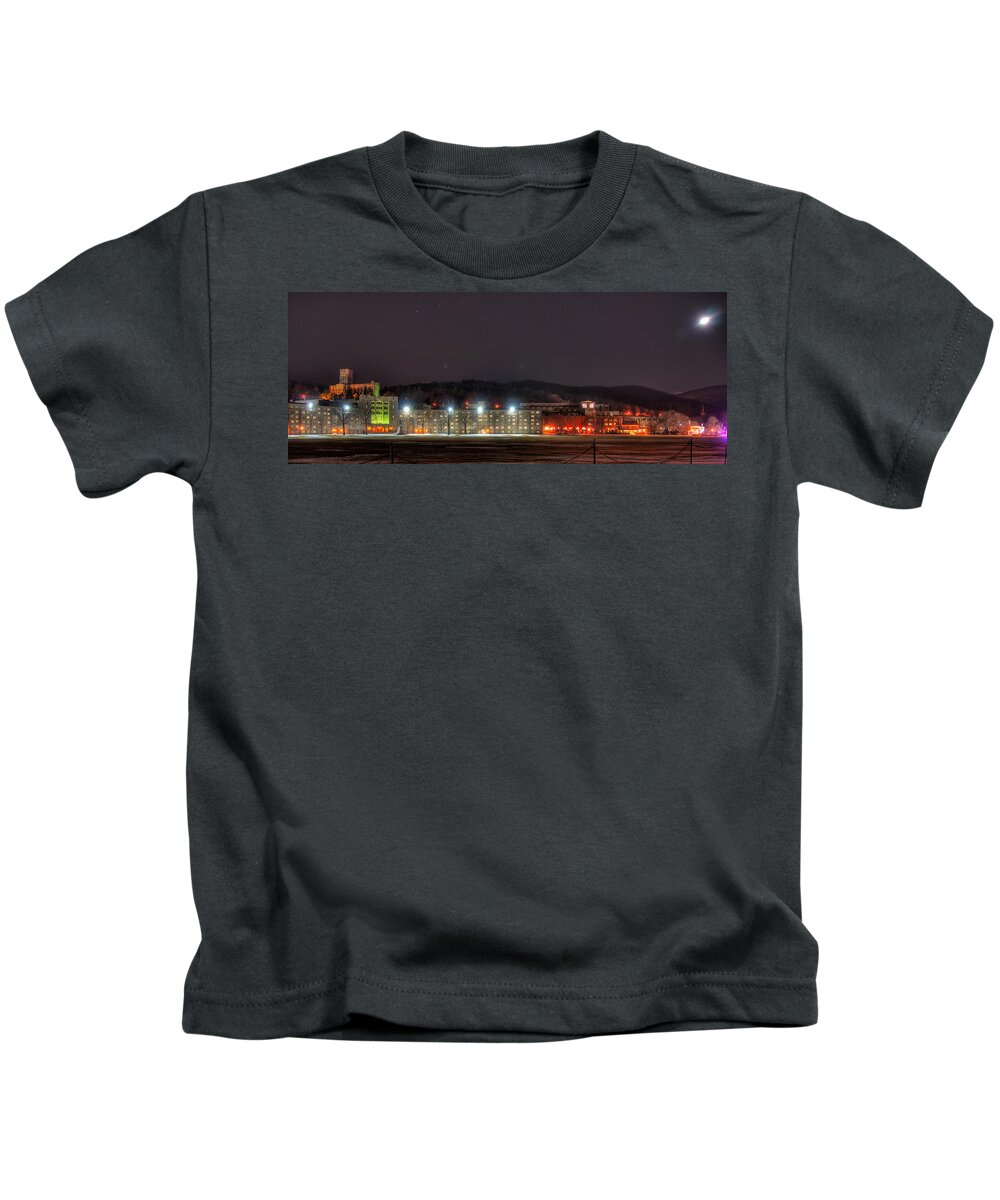 Usma Kids T-Shirt featuring the photograph Washington Hall at Night by Dan McManus