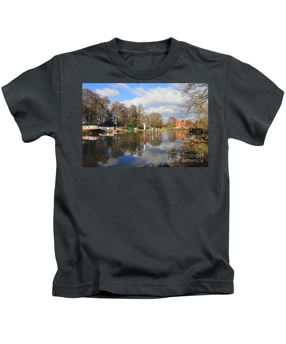Ripley Kids T-Shirt featuring the photograph Wey Canal Surrey England UK by Julia Gavin