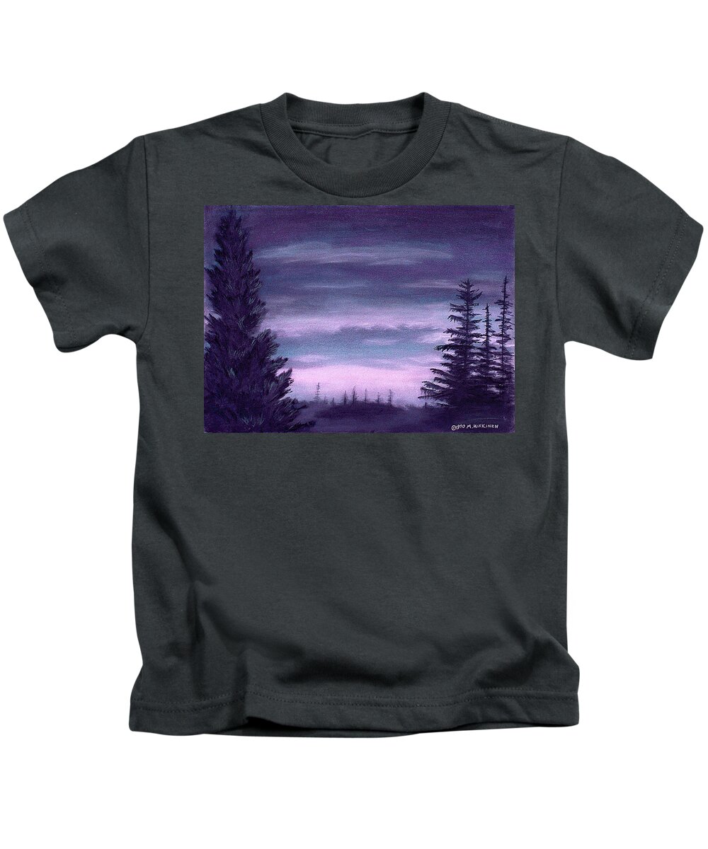 Whispering Kids T-Shirt featuring the pastel Whispering Pines by Michael Heikkinen