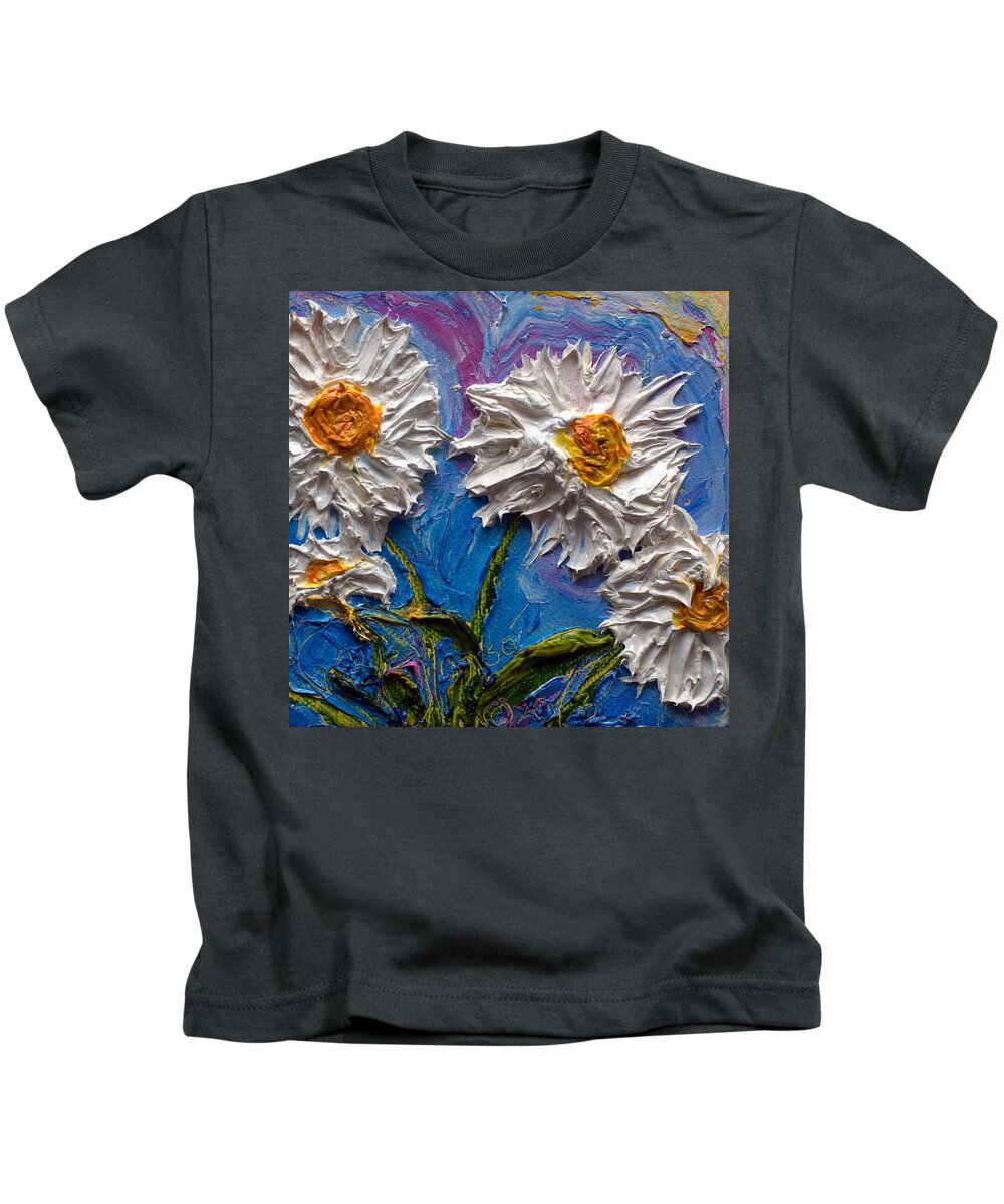 White Kids T-Shirt featuring the painting White Daisies by Paris Wyatt Llanso