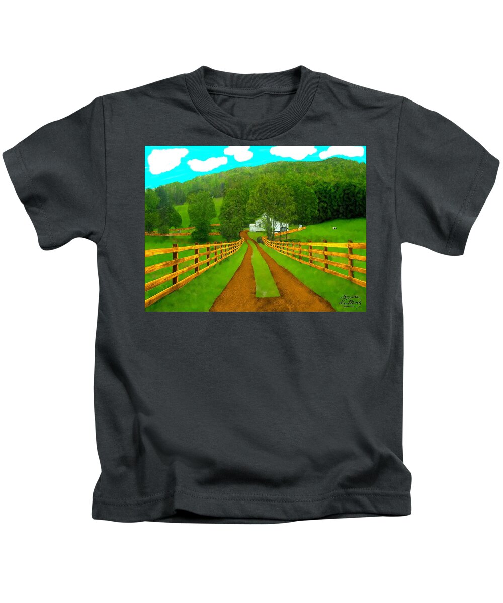 Trees Kids T-Shirt featuring the painting White Farm House by Bruce Nutting