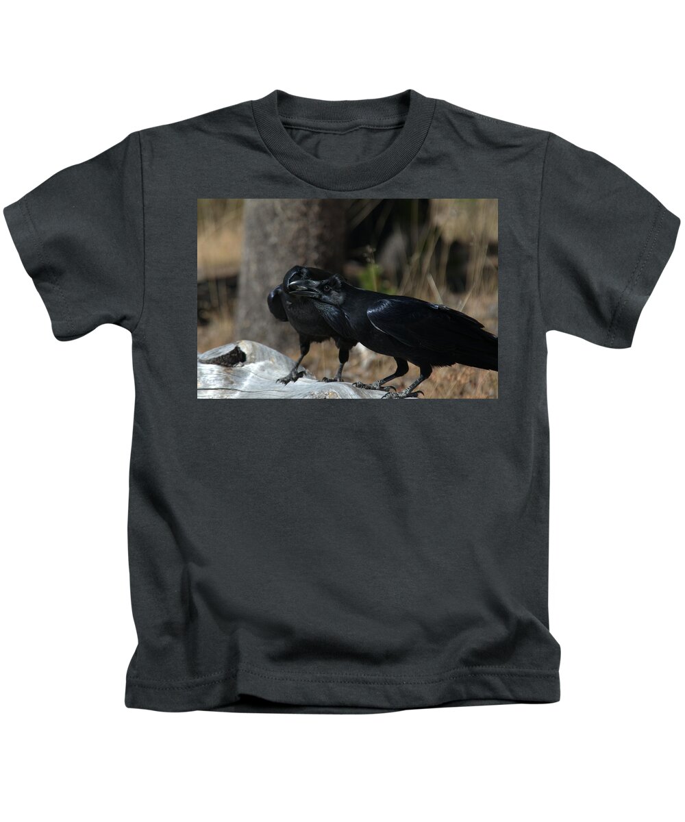Raven Kids T-Shirt featuring the photograph Whoa you should see a dentist by Frank Madia