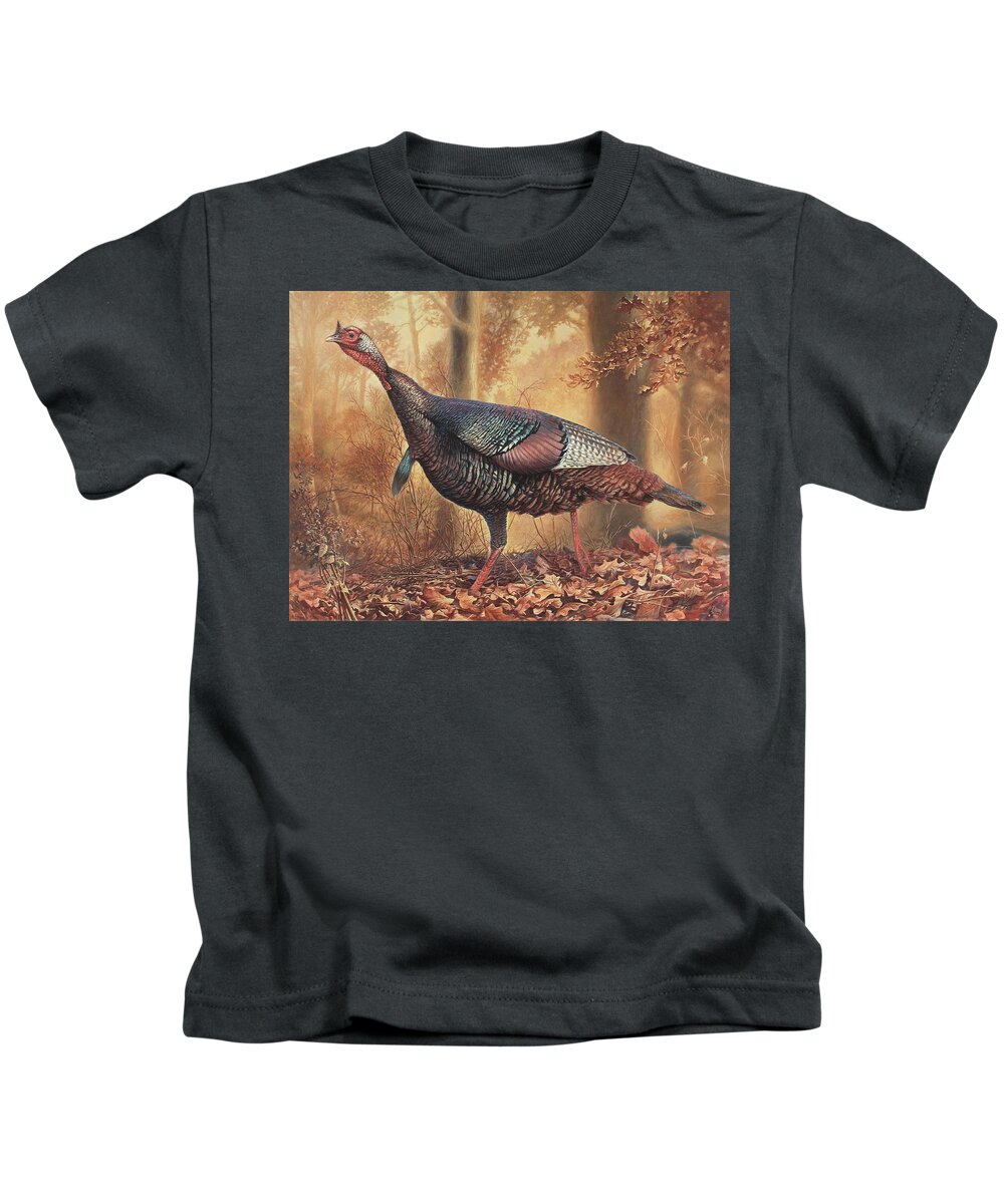 Wild Turkey Kids T-Shirt featuring the painting Wild Turkey by Hans Droog