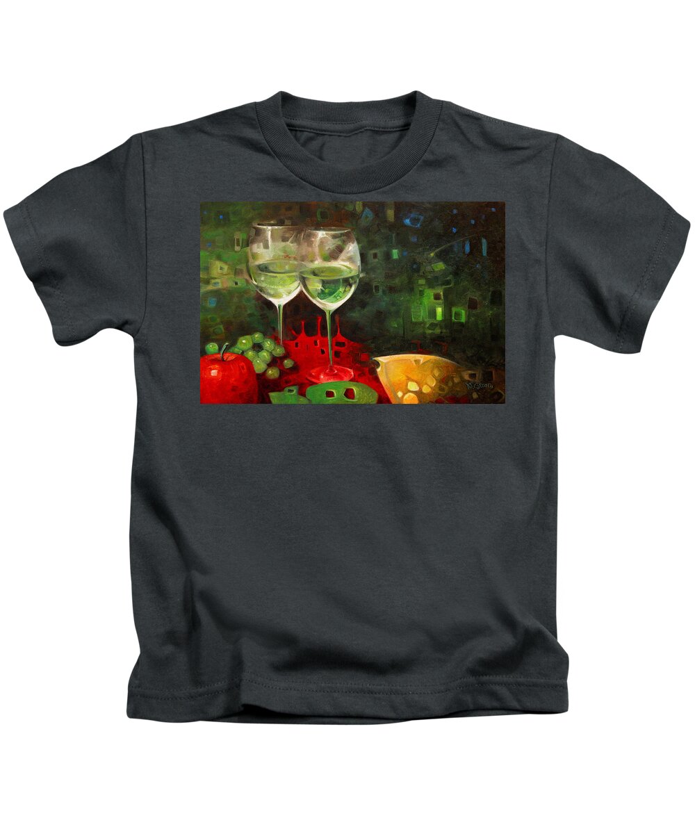 Wine Kids T-Shirt featuring the painting Wine and Friends by T S Carson