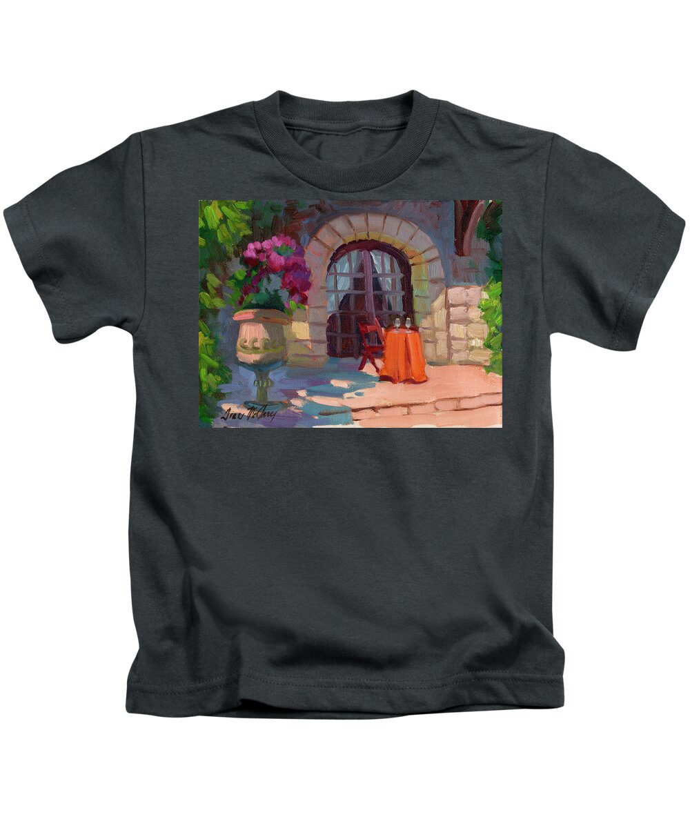 Wine For Two Kids T-Shirt featuring the painting Wine for Two by Diane McClary