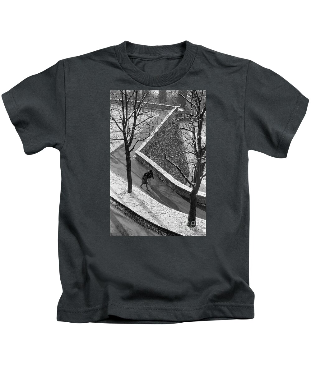 Winter Kids T-Shirt featuring the photograph Winter on the Walls of Bergamo by Riccardo Mottola