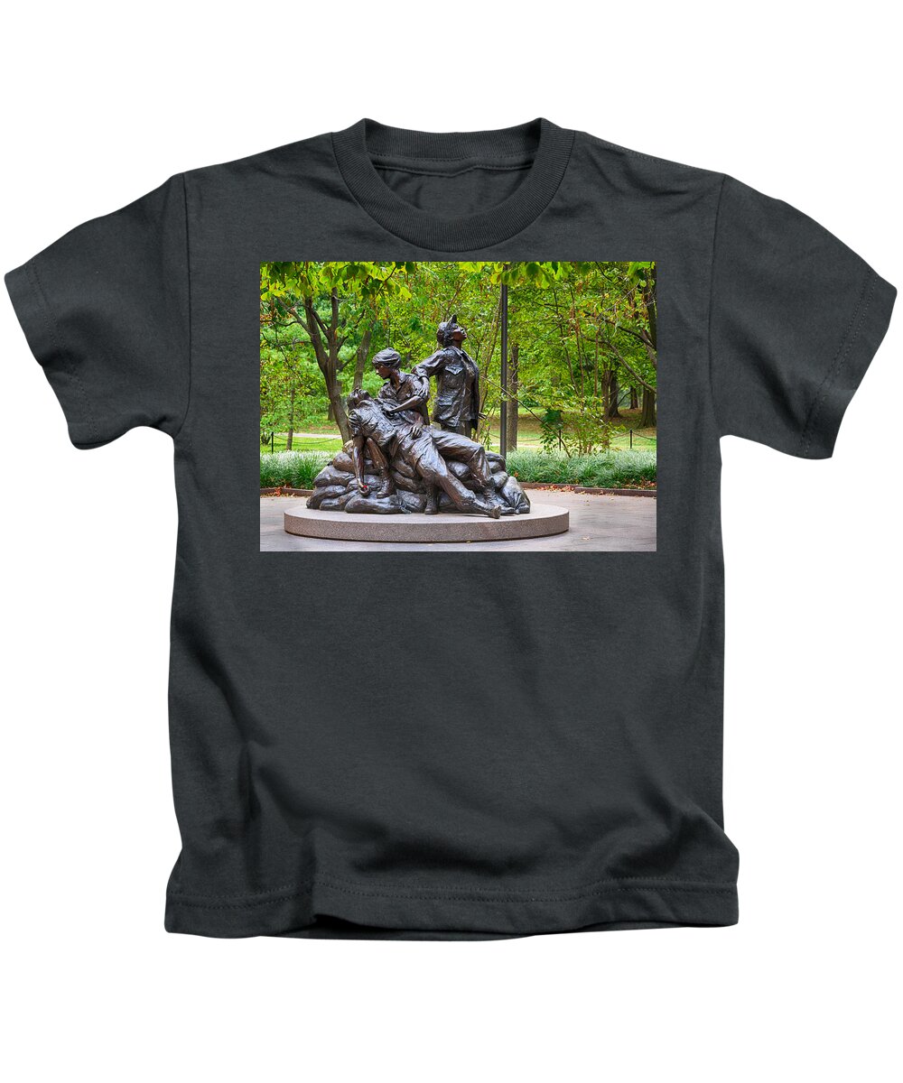 Vietnam Kids T-Shirt featuring the photograph Women's Vietnam memorial in Washington #3 by Steven Heap