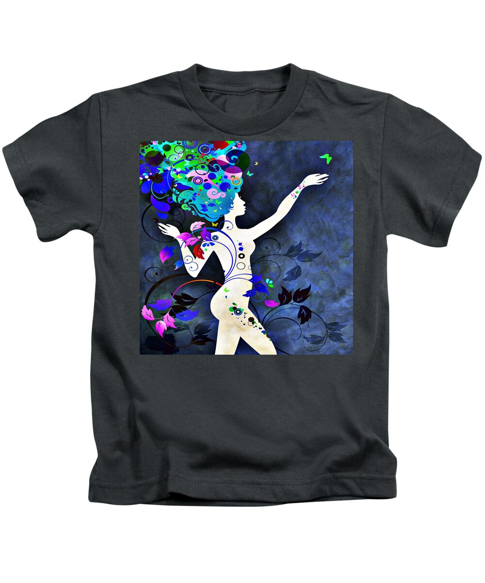 Amaze Kids T-Shirt featuring the mixed media Wonderful Night by Angelina Tamez