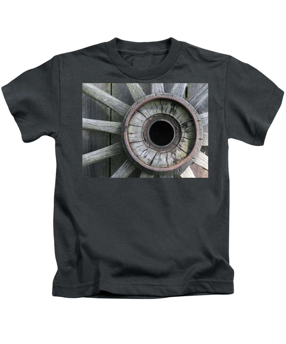 Wheel Kids T-Shirt featuring the photograph Wooden Wheel by Natalie Rotman Cote