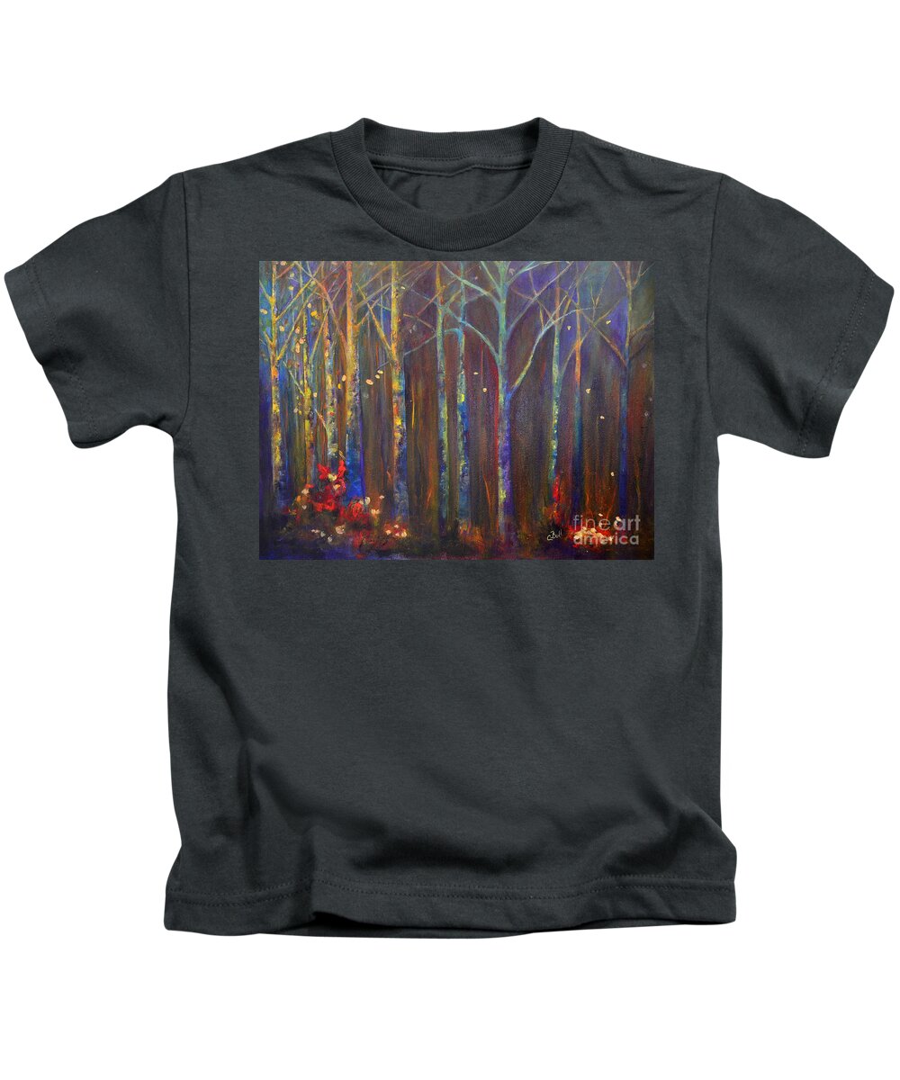 Woods Kids T-Shirt featuring the painting Woods in Autumn by Claire Bull