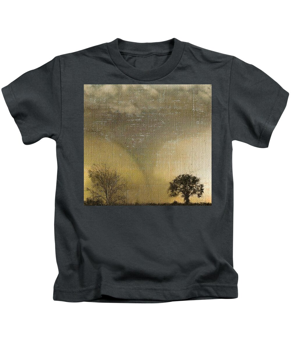 Tornado Kids T-Shirt featuring the painting Worry Ahead by Cara Frafjord