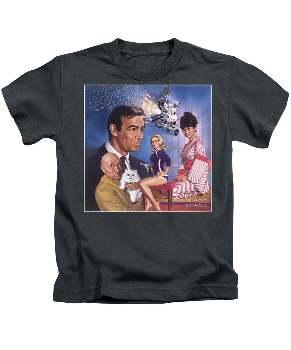Portriat Kids T-Shirt featuring the painting You Only Live Twice by Dick Bobnick
