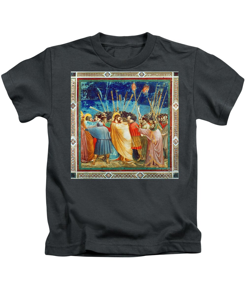 Apostle Kids T-Shirt featuring the photograph Betrayal Of Christ by Giotto