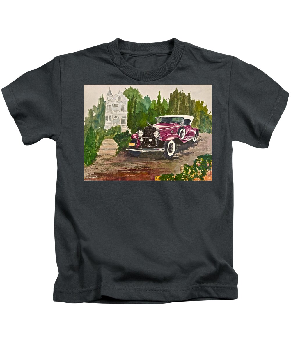 1930 Kids T-Shirt featuring the painting 1930 Cadillac II by Frank SantAgata