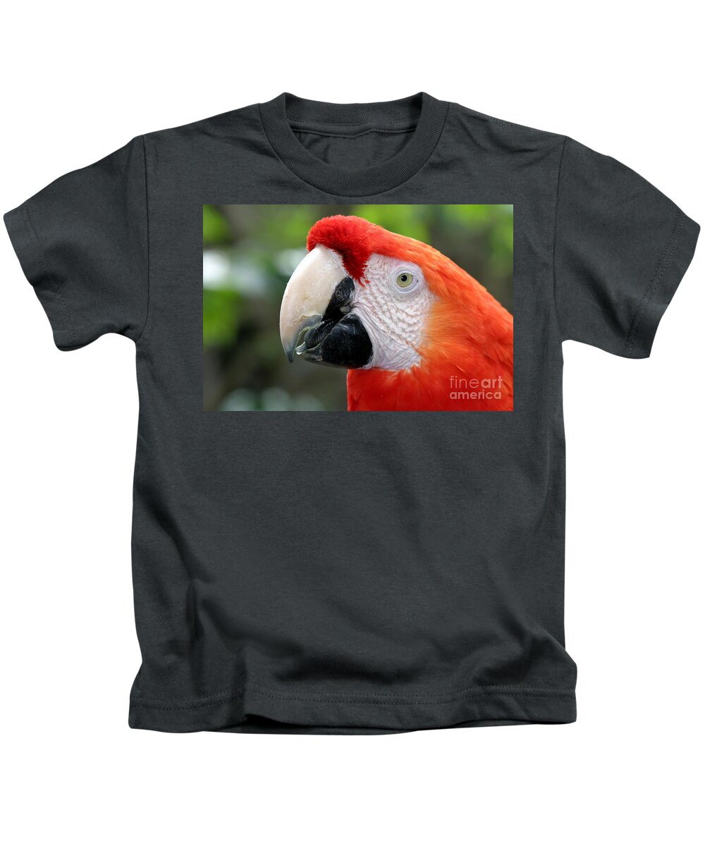 Red Kids T-Shirt featuring the photograph Scarlet Macaw #4 by Henrik Lehnerer