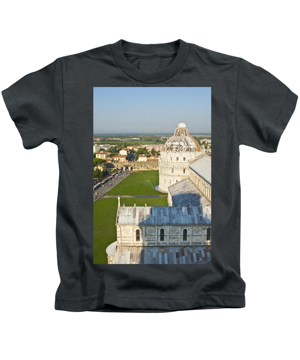 Leaning Tower Kids T-Shirt featuring the photograph A View from the Bell Tower of Pisa by Richard Henne
